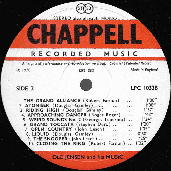 Ole Jensen And His Music : Chappell Recorded Music (LP)