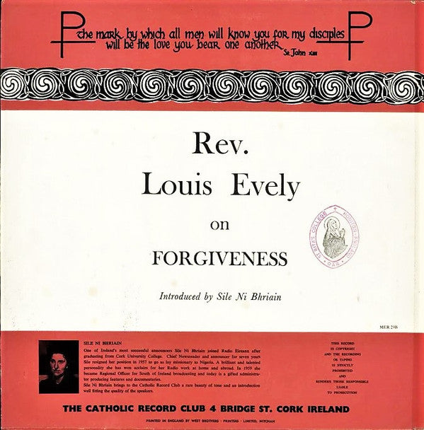 Rev. Louis Evely : On God Is Love / On Forgiveness (LP)