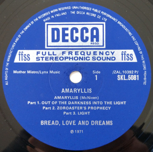 Bread Love And Dreams : Amaryllis (LP, Album)