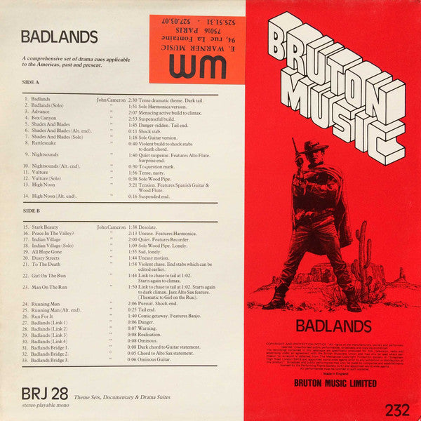 John Cameron (2) : Badlands (LP)