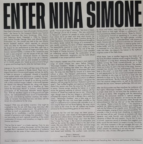 Nina Simone : You've Got To Learn (LP, Album, Cre)