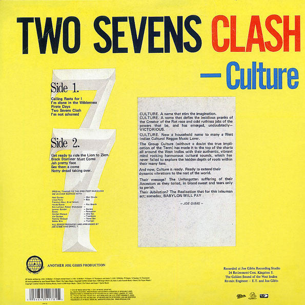 Culture : Two Sevens Clash (LP, Album, RE)