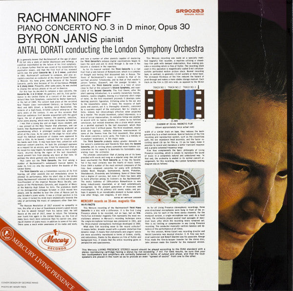 Sergei Vasilyevich Rachmaninoff, Byron Janis, The London Symphony Orchestra, Antal Dorati : Piano Concerto No. 3 (LP, Album, RE, RM, 180)