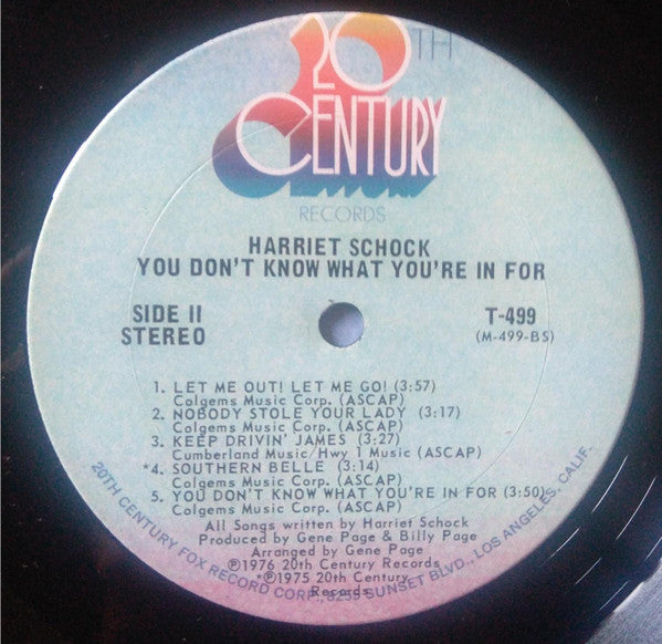Harriet Schock : You Don't Know What You're In For (LP, Album)