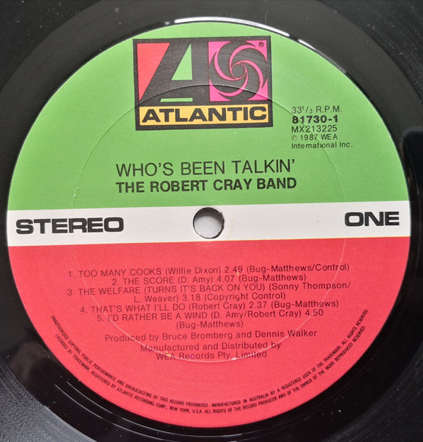 Robert Cray : Who’s Been Talkin' (LP, Album, RM)