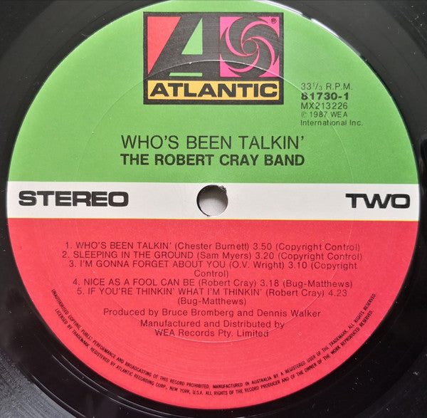 Robert Cray : Who’s Been Talkin' (LP, Album, RM)