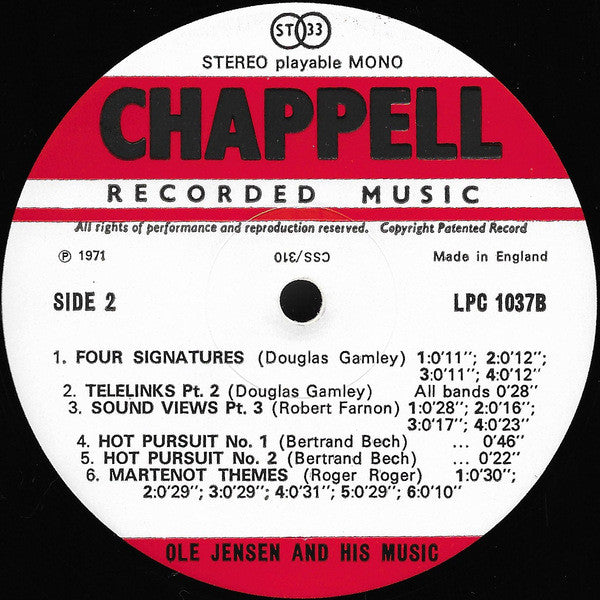 Ole Jensen And His Music : Chappell Recorded Music (LP)