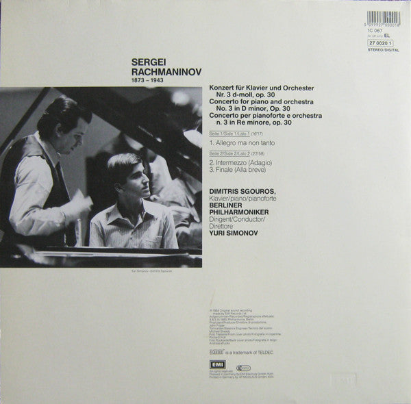 Rachmaninov*, Dimitris Sgouros, Berliner Philharmoniker, Yuri Simonov : Klavierkonzert Nr. 3 / Piano Concerto No. 3 (LP)