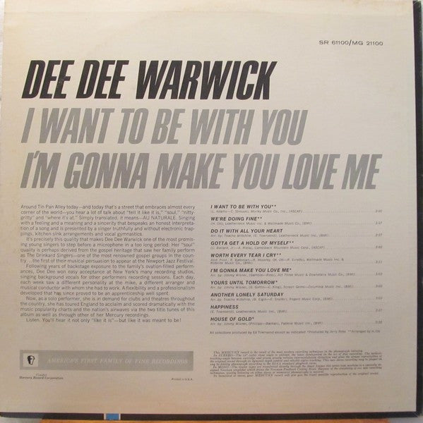 Dee Dee Warwick : I Want To Be With You / I'm Gonna Make You Love Me (LP, Album, Mono)