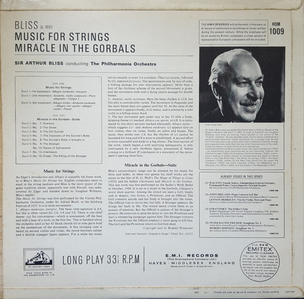 Bliss* / Philharmonia Orchestra : Music For Strings / Miracle In The Gorbals (LP, Album, Mono, RE)