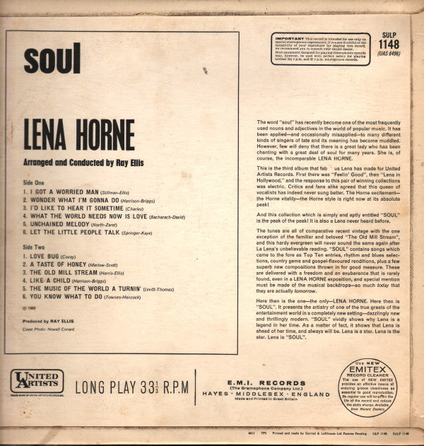 Lena Horne : Soul (LP, Album)