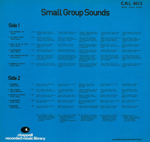 René Costy And His Music* : Small Group Sounds (LP)