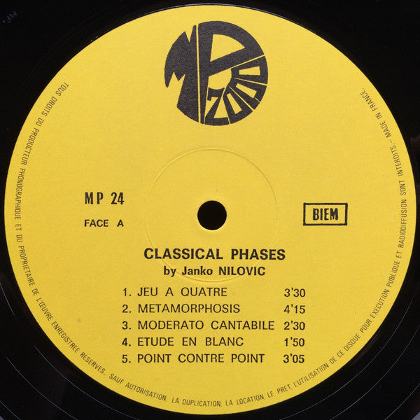 Janko Nilovic Featuring Michel Barrot : Classical Phases (LP)