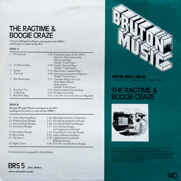 Jules Ruben : The Ragtime & Boogie Craze (LP)