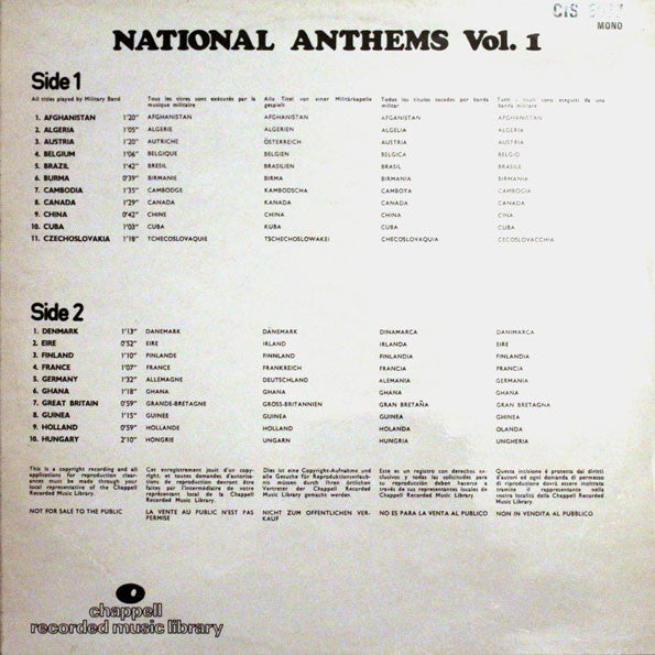 Military Band : National Anthems Vol. 1 (LP, Mono)