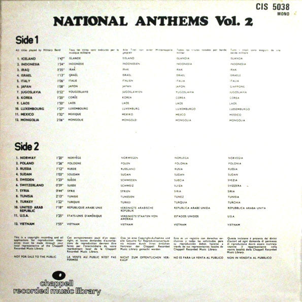Military Band : National Anthems Vol.2 (LP, Mono)