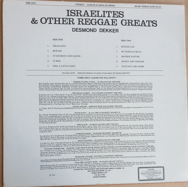 Desmond Dekker : Israelites - Reggae Greats (LP, Album)