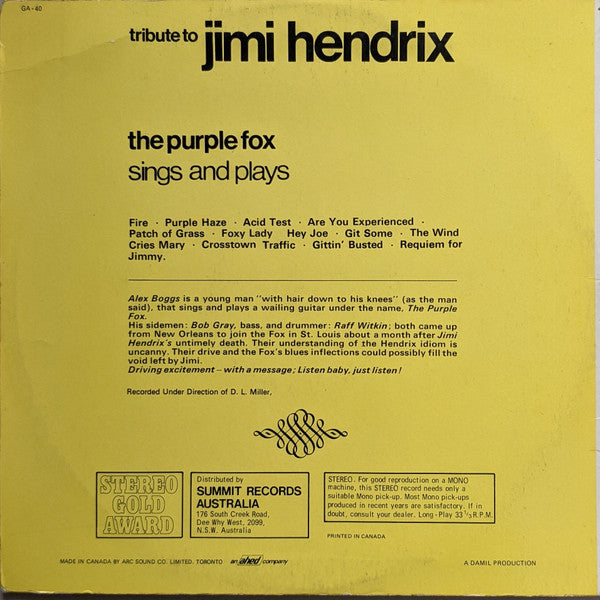 The Purple Fox : Tribute To Jimi Hendrix (LP)