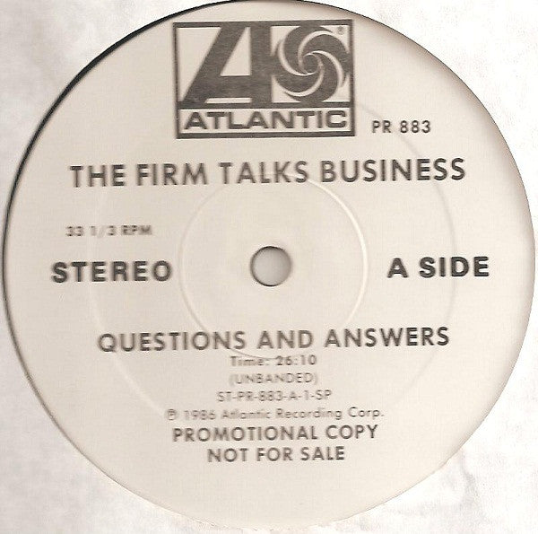 The Firm (7) : The Firm Talks Business (LP, Promo)