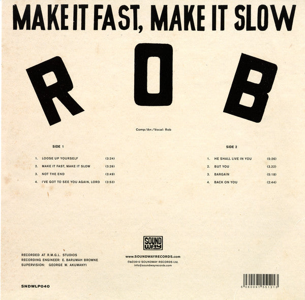 Rob (5) : Make It Fast, Make It Slow (LP, Album, RE, 180)