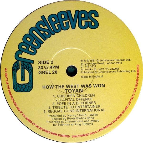 Toyan : How The West Was Won (LP, Album, RE)