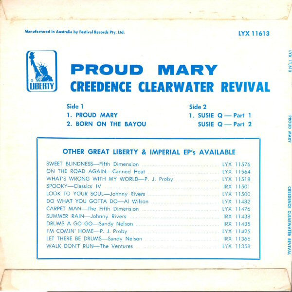 Creedence Clearwater Revival : Proud Mary (7", EP, Fir)