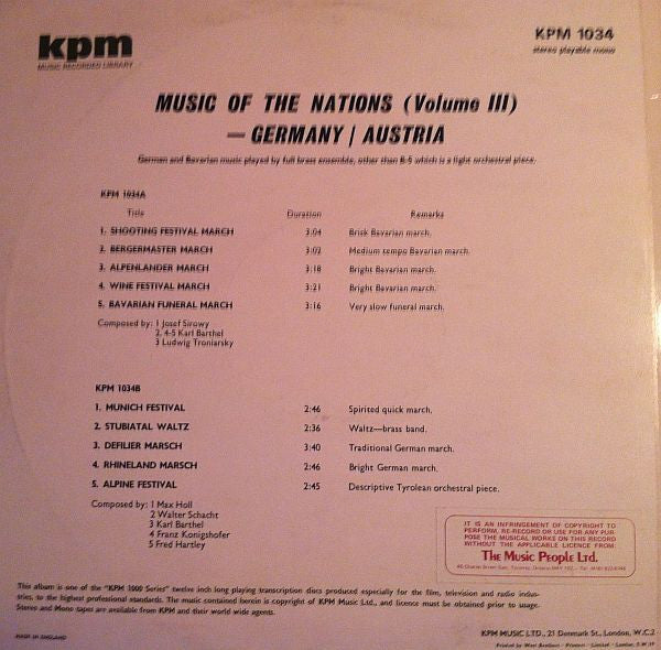 Unknown Artist : Music Of The Nations, Volume 3 - Germany / Austria (LP, Album)