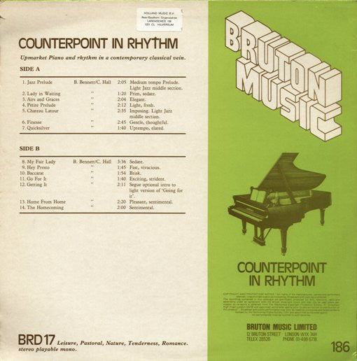 B. Bennett* / C. Hall* : Counterpoint In Rhythm (LP)