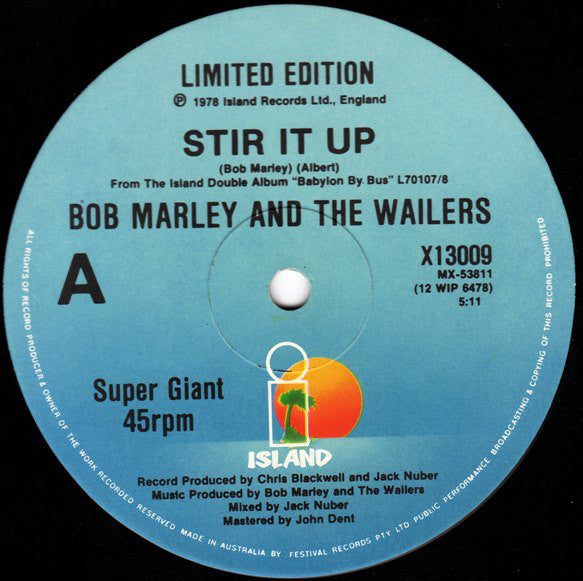 Bob Marley & The Wailers : Stir It Up (12", Single, Ltd)