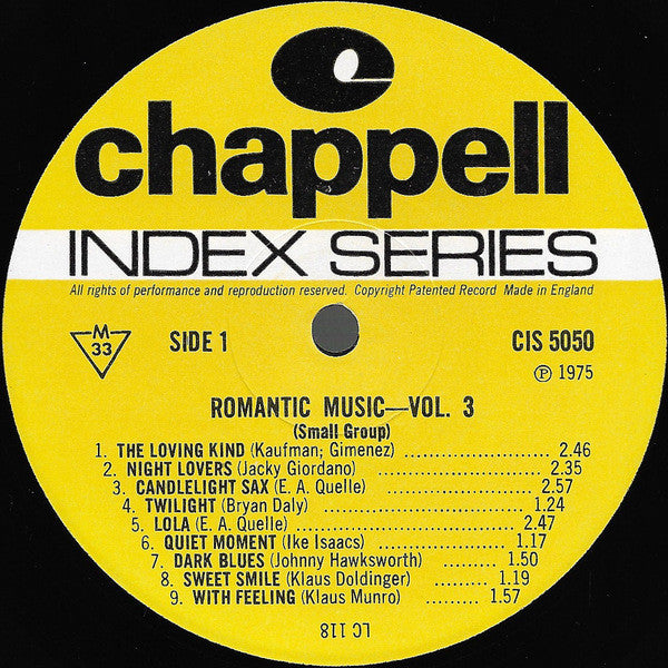 Various : Romantic Music (Small Group) Vol. 3 (LP, Comp)