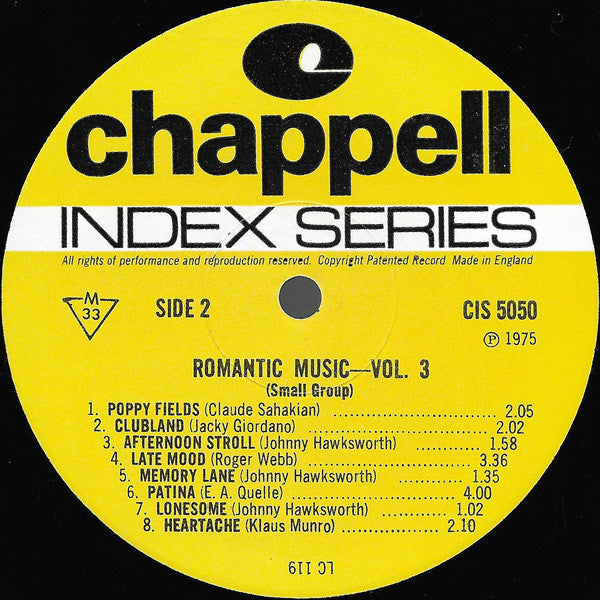 Various : Romantic Music (Small Group) Vol. 3 (LP, Comp)