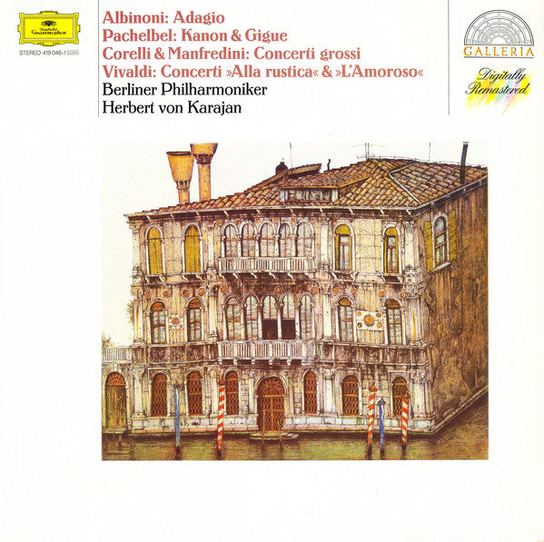 Tomaso Albinoni, Arcangelo Corelli, Antonio Vivaldi, Johann Pachelbel, Francesco Manfredini / Herbert Von Karajan & Berliner Philharmoniker : Adagio / Kanon & Gigue / Concerti Grossi / Concerti "Alla Rustica" & "L'Amoroso" (LP, Comp, RM)