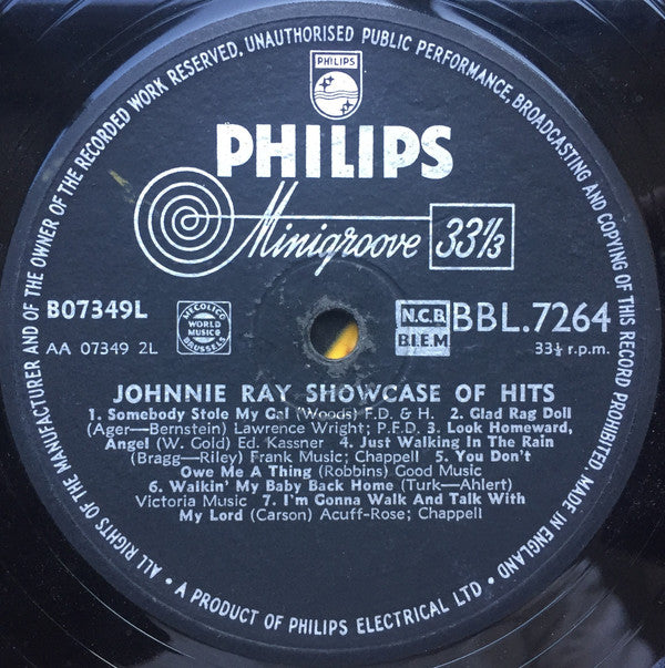 Johnnie Ray : Showcase Of Hits (LP, Album, Comp, Mono)