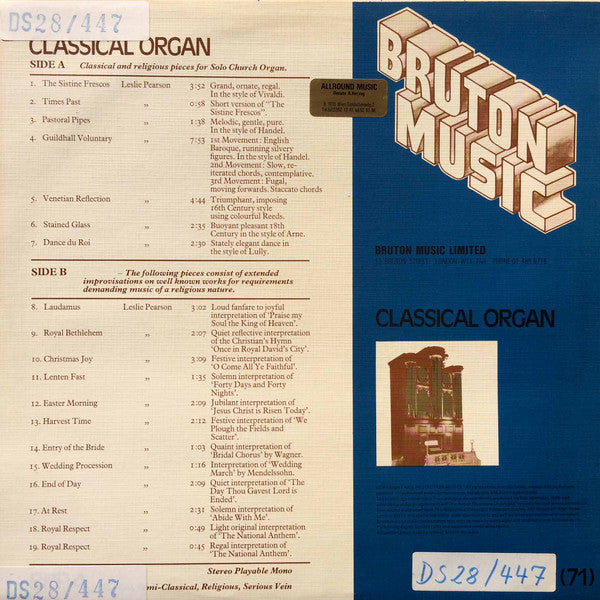 Leslie Pearson : Classical Organ (LP)