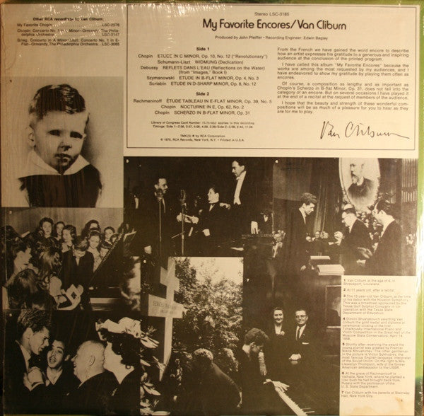 Van Cliburn : My Favorite Encores (LP, Album)