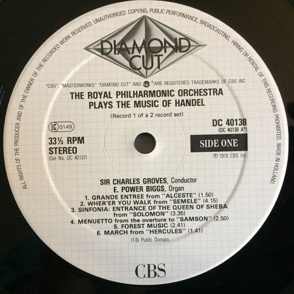 Sir Charles Groves / The Royal Philharmonic Orchestra : The Music Of Handel (2xLP)