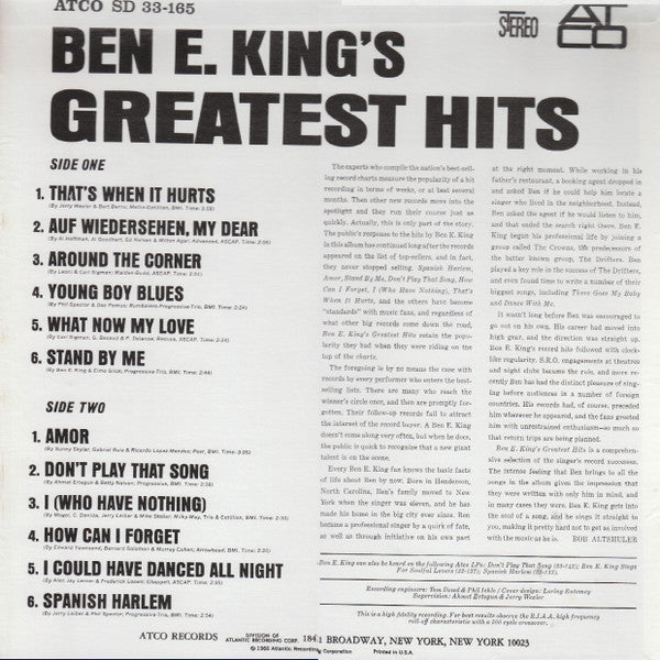 Ben E. King : Ben E. King's Greatest Hits (LP, Comp)