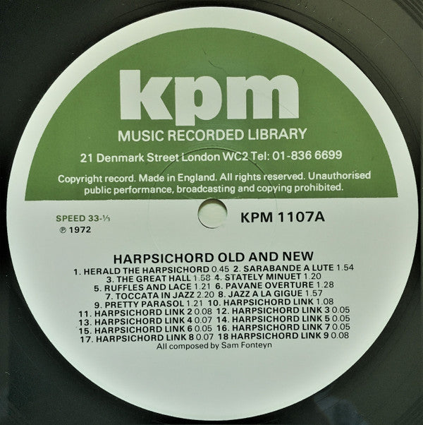 Sam Fonteyn / Johnny Pearson / Derrick Mason : Harpsichord Old And New (LP)