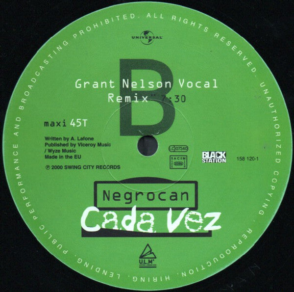 Negrocan : Cada Vez (12")