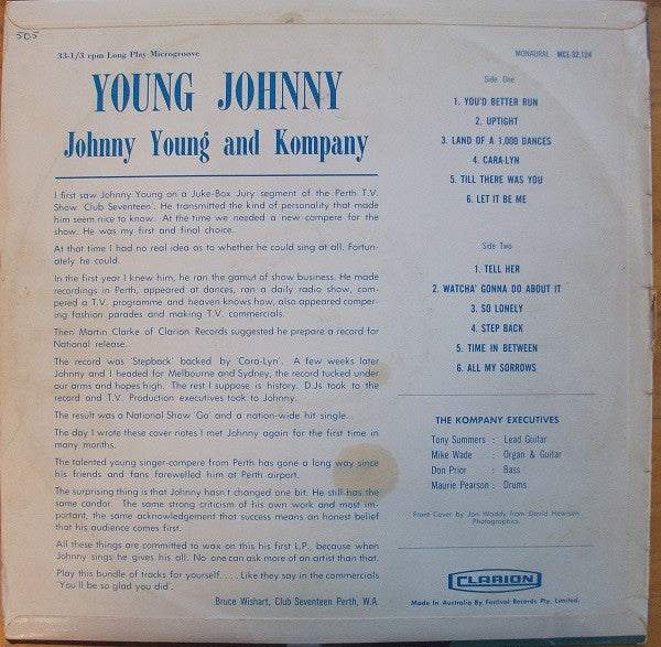 Johnny Young & Kompany : Young Johnny (LP, Album, Mono)