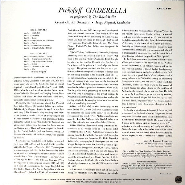 Prokofieff*, Covent Garden Orchestra*, Hugo Rignold : Cinderella (As Performed By The Royal Ballet) (LP, Album, RE, 180)