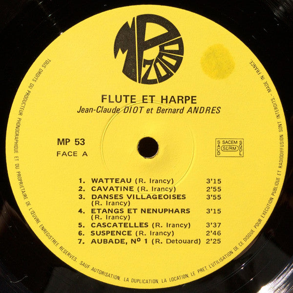 Jean-Claude Diot / Bernard Andres : Flute Et Harpe (LP)