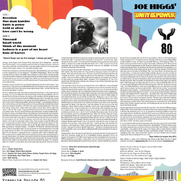 Joe Higgs : Unity Is Power (LP, Album, RE)