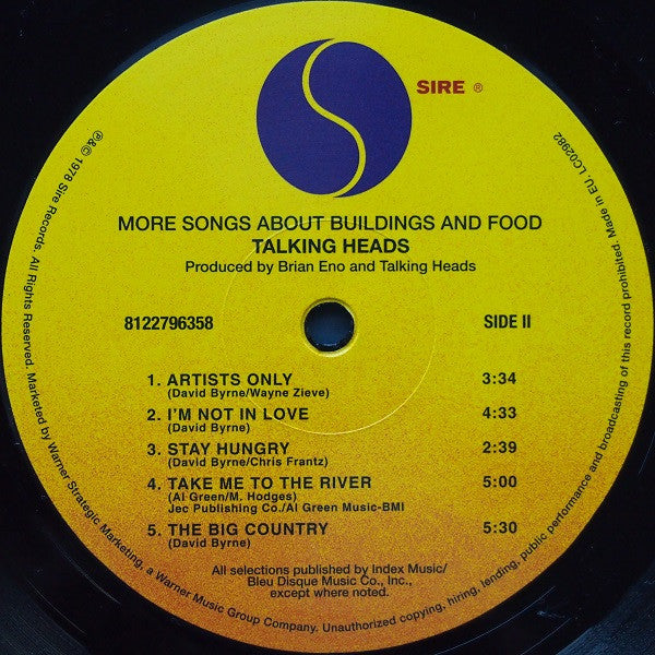 Talking Heads : More Songs About Buildings And Food (LP, Album, RE, RM, 180)