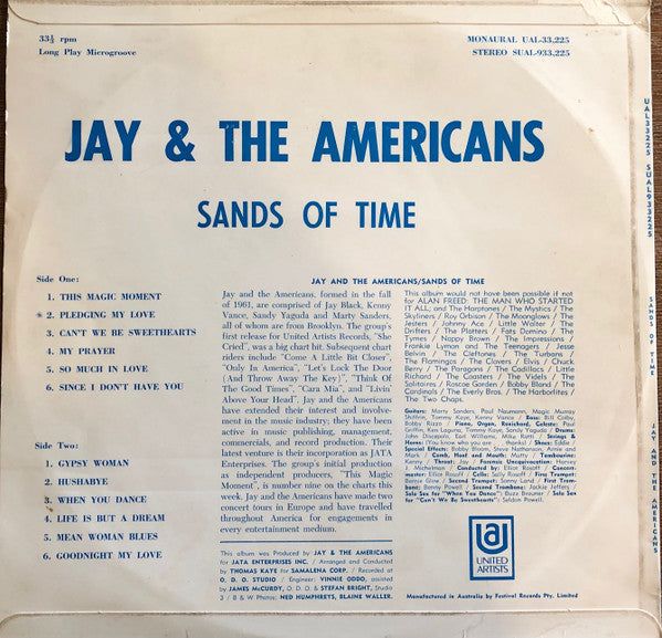 Jay & The Americans : Sands Of Time (LP, Album)