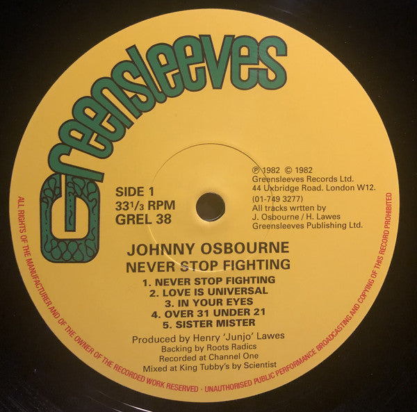 Johnny Osbourne : Never Stop Fighting (LP, Album, RE)