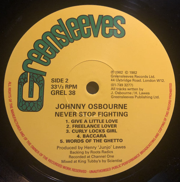 Johnny Osbourne : Never Stop Fighting (LP, Album, RE)