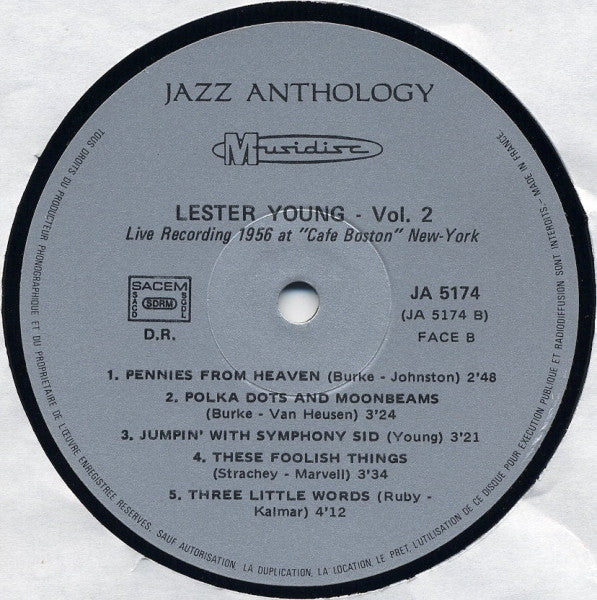 Lester Young : Vol. 2 - Live Recordings 1948-1956 (LP)