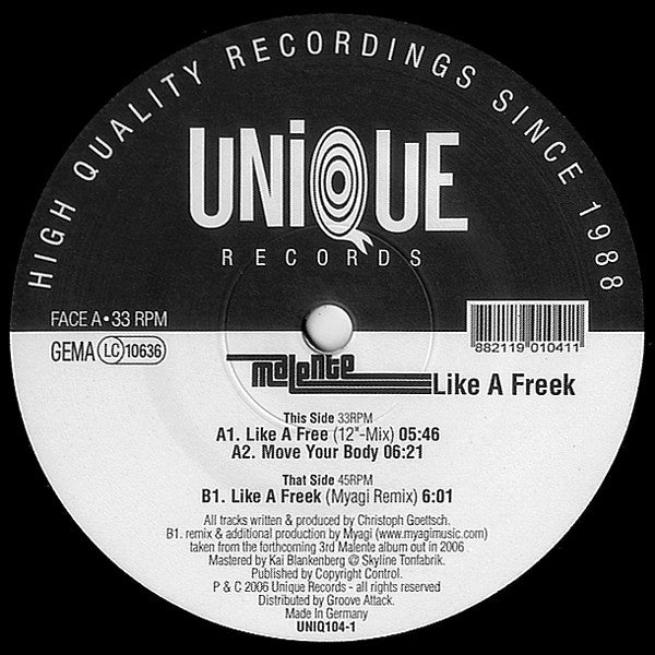 Malente : Like A Freek (12")