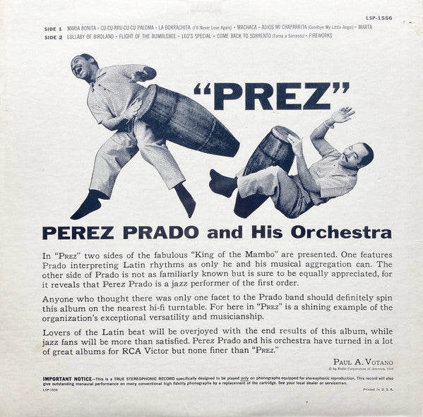 Perez Prado And His Orchestra : "Prez" (LP, Album)